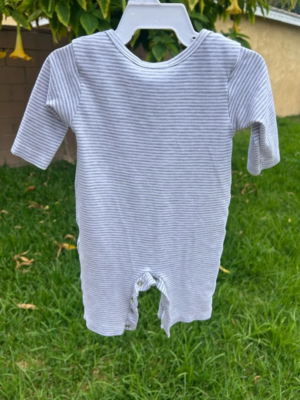 Kissy Kissy Light Gray Stripe Long-Sleeve Baby One-Piece